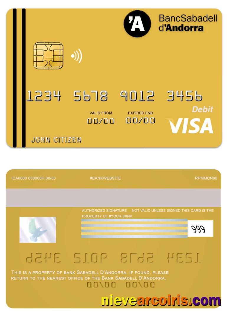Andorra Sabadell bank visa card